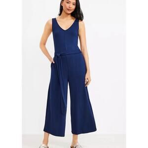 Lou & Grey Signature Softblend Lite Double V Jumpsuit in Navy Size S